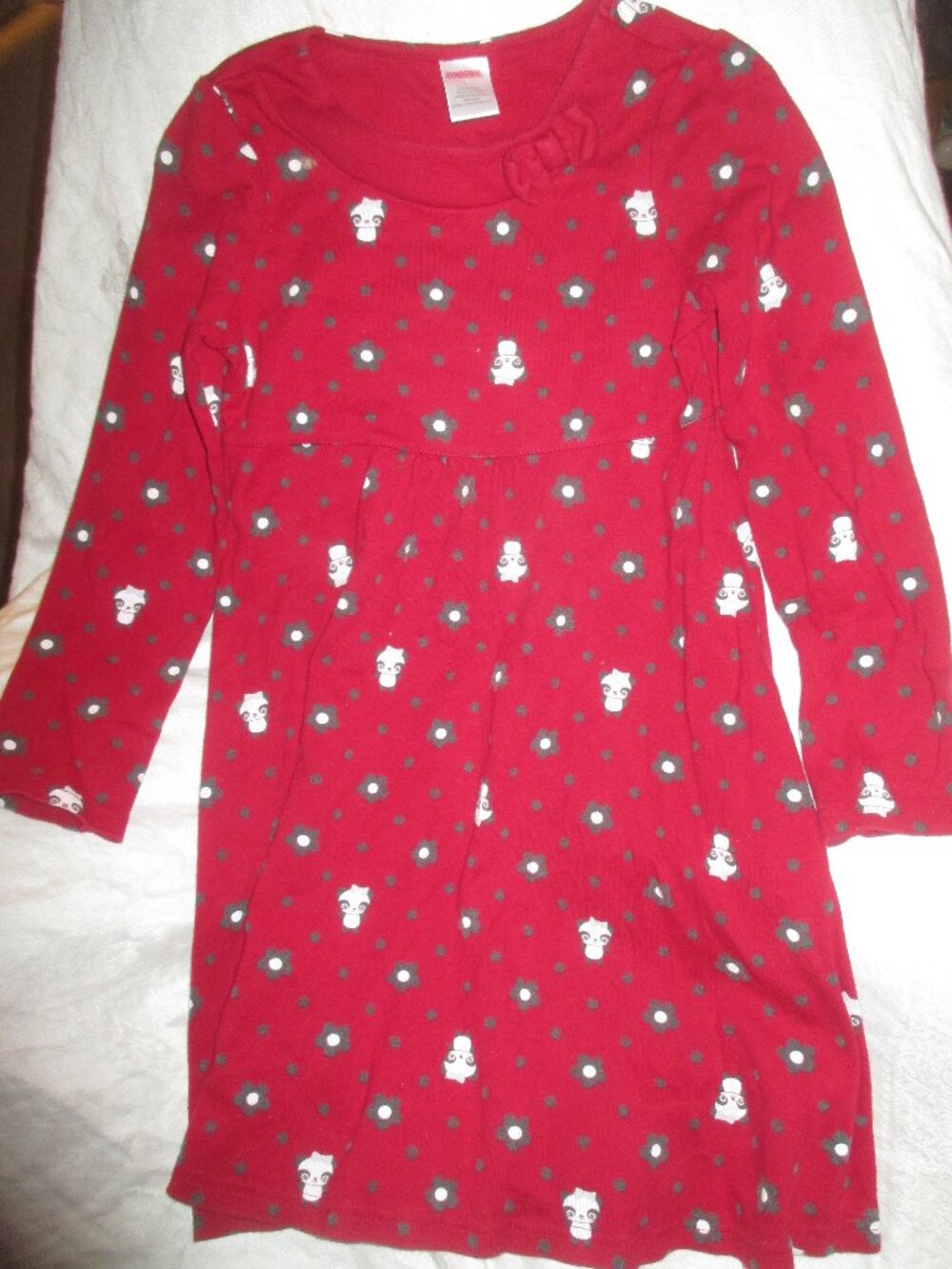 GYMBOREE Girls Holiday Panda Dress Size 7 Long Sleeve Cotton Skater Style